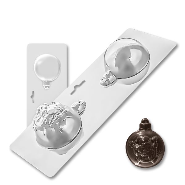 Plastic chocolate mould Santa Claus Christmas ball, B-00005