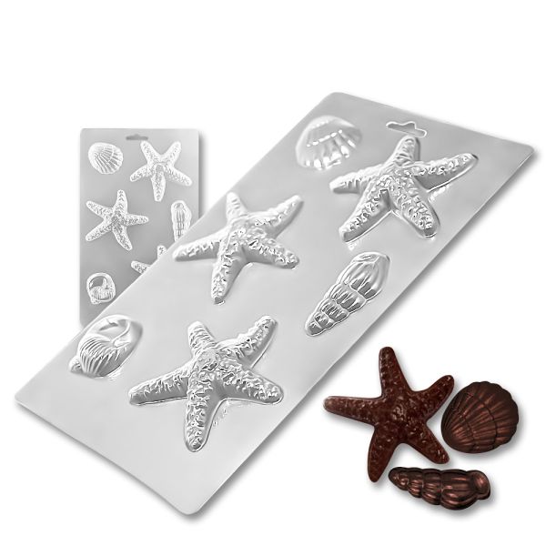 Plastic chocolate mould Sea mix 6 pcs, C-00038